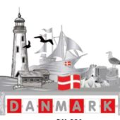 Magnet med Fyrtårn og Danmark der kan dreje